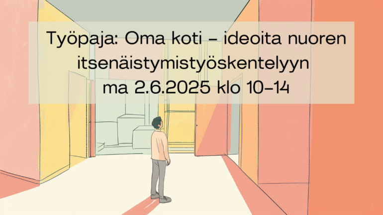 Piirroshahmo tuijottaa avonaista ovea.